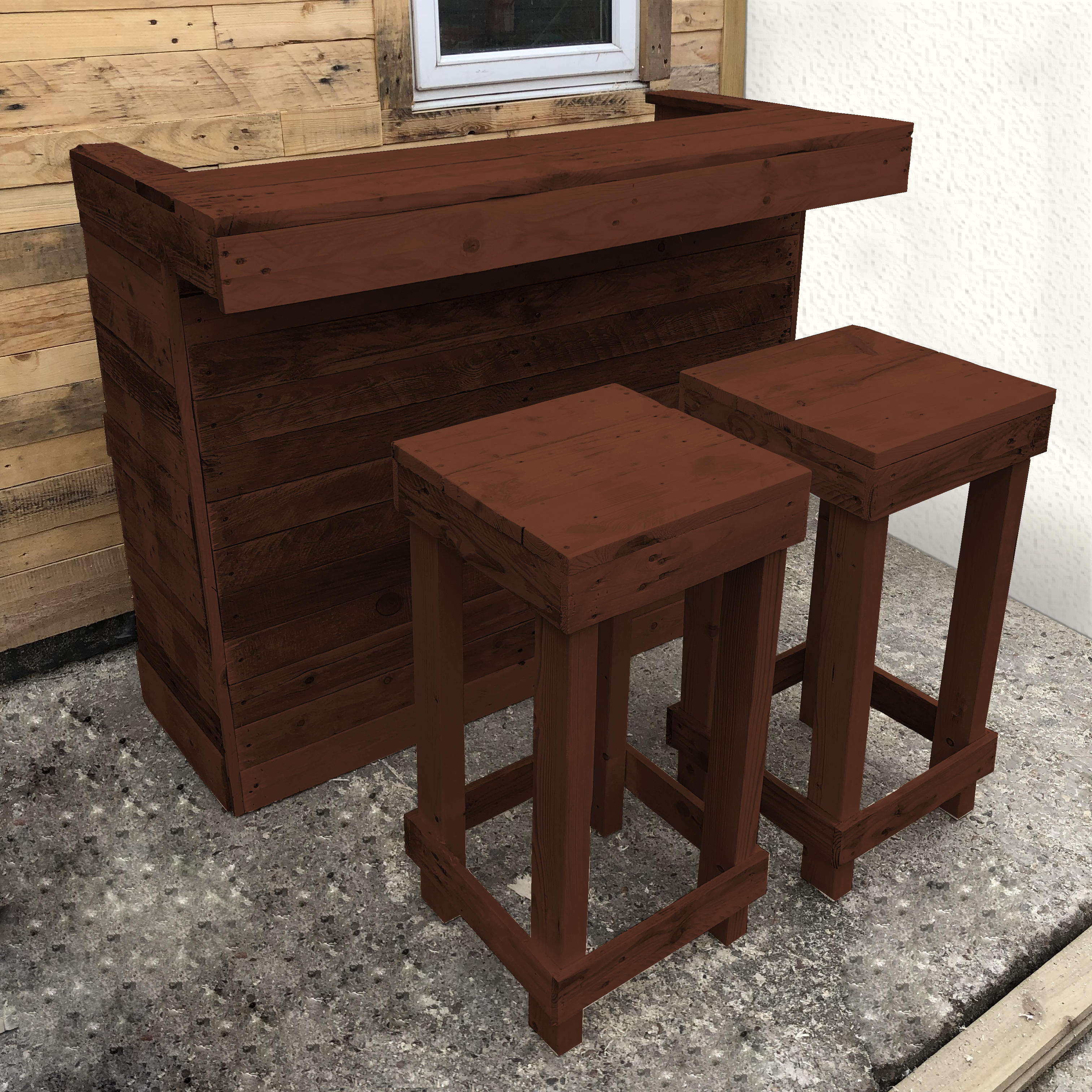 Rustic Wooden Bar & Bar Stools Set - Includes LED's-Bar Table-ReclaimedBarware-Walnut-PorterBars